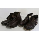 2 pairs of vintage leather boots - hiking & skiing