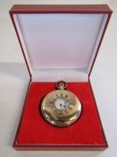 Waltham rolled gold half-hunter pocket watch Model 1894 circa 1903 in a Denison case with a modern