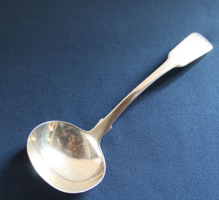 William IV silver sauce ladle with initial H inscribed on handle, London 1832 maker William