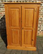 Solid pine shelved cupboard approx. 138cm x 49cm x 92cm