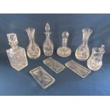 Collection of crystal decanters, vases and other items