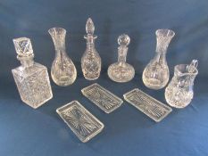 Collection of crystal decanters, vases and other items