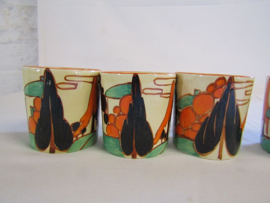 Clarice Cliff Fantasque - orange trees and house pattern - part coffee and tea set, to include a - Image 22 of 38