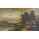 John Trickett river landscape oil painting -  approx. 85cm x 55cm (including frame)