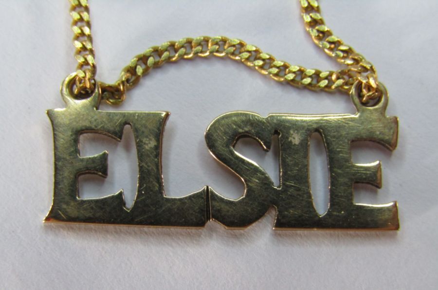 9ct Gold 'ELSIE' pendant and yellow metal chain total weight 3.6g - Image 4 of 4