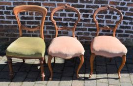 Pair of Victorian balloon back salon chairs & a dining chair