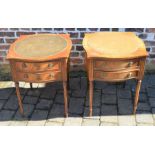 Pair of reproduction Regency cabinets on legs with leather skiver tops