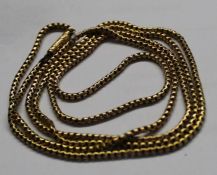 Tested as 9ct gold snake chain necklace, 33cm drop, 10.9g