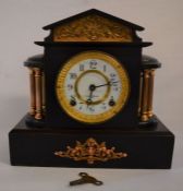 Slate architectural mantel clock Ht 28.5cm