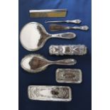 8 piece silver backed dressing table set (not matching)