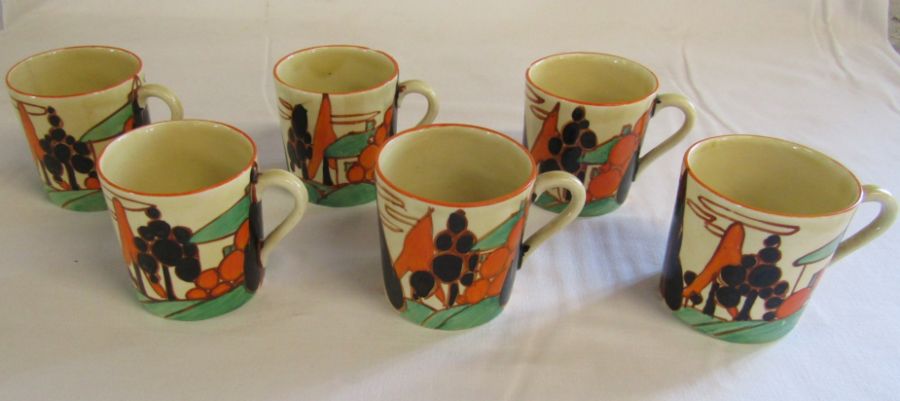 Clarice Cliff Fantasque - orange trees and house pattern - part coffee and tea set, to include a - Image 21 of 38