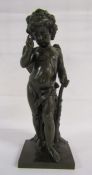 Large bronze 'Cupid' figurine signed Falconet approx. 17" high