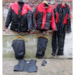 Collection of motorbike clothing to include Frank Thomas Aqua suit XXL, Motoline textile jacket with