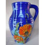 Clarice Cliff Bizarre single handled lotus jug in Marigold pattern approx. Ht. 30.5cm
