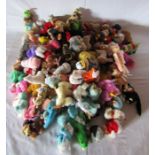 A large collection of 1980's little gripper teddies, including ALF, Care Bears, Pink Panther etc