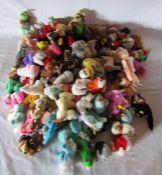 A large collection of 1980's little gripper teddies, including ALF, Care Bears, Pink Panther etc