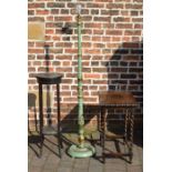 Lacquered standard lamp with Oriental decoration, Edwardian plant stand & an occasional gate leg