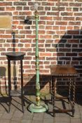 Lacquered standard lamp with Oriental decoration, Edwardian plant stand & an occasional gate leg