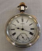 Sterling silver Waltham chronograph lever pocket watch model 1884, serial number 2719865 -