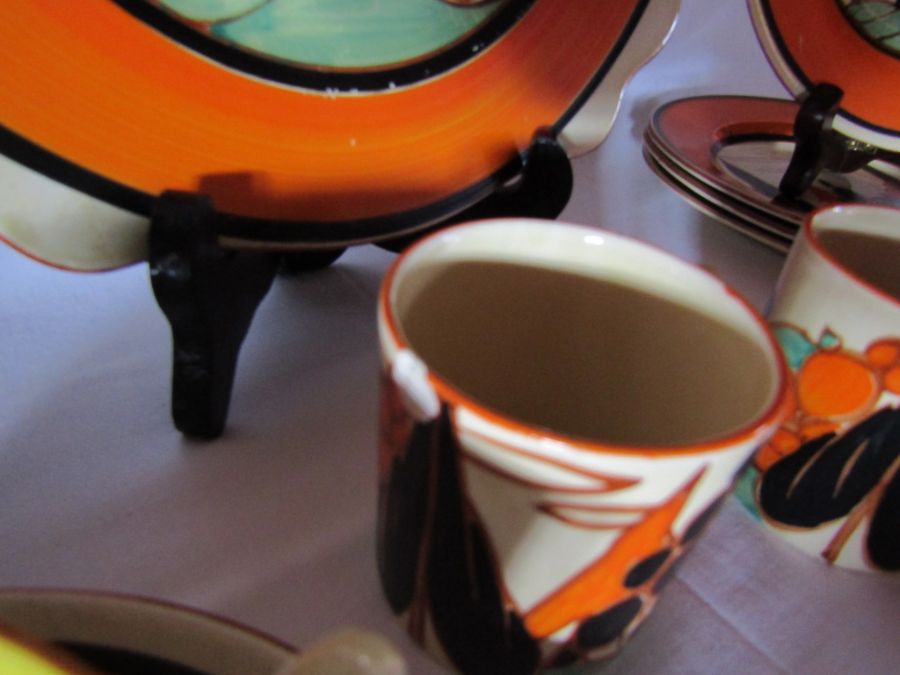 Clarice Cliff Fantasque - orange trees and house pattern - part coffee and tea set, to include a - Image 3 of 38