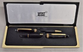 Mont Blanc Meisterstuck No.146 fountain pen with 14k gold nib & a Mont Blanc ball point pen in a