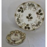 Rockingham porcelain hand painted & gilded 9 " plate and tea cup and saucer