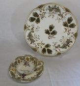 Rockingham porcelain hand painted & gilded 9 " plate and tea cup and saucer