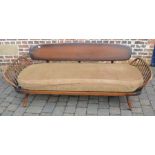 Ercol day bed, some splitting to the hoop ends & spindles L 210cm W 77cm