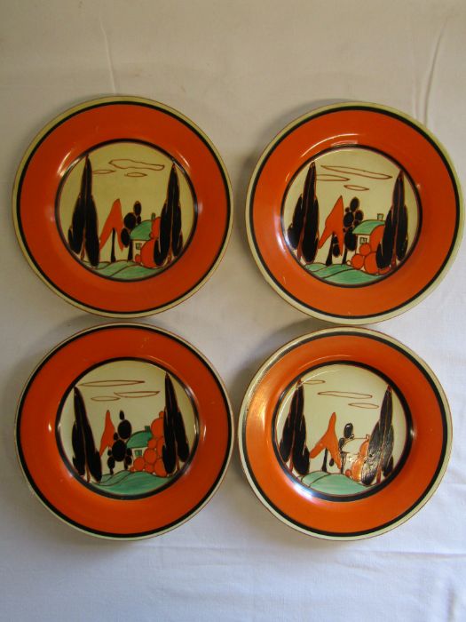 Clarice Cliff Fantasque - orange trees and house pattern - part coffee and tea set, to include a - Image 8 of 38