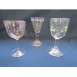 3 x 18th / 19th century drinking glasses (one conical with folded foot)
