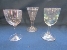 3 x 18th / 19th century drinking glasses (one conical with folded foot)