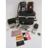 Rolleiflex Synchro-comur DBP DBGM Franke and Heidecke camera with case, autofot VF100 exposure meter
