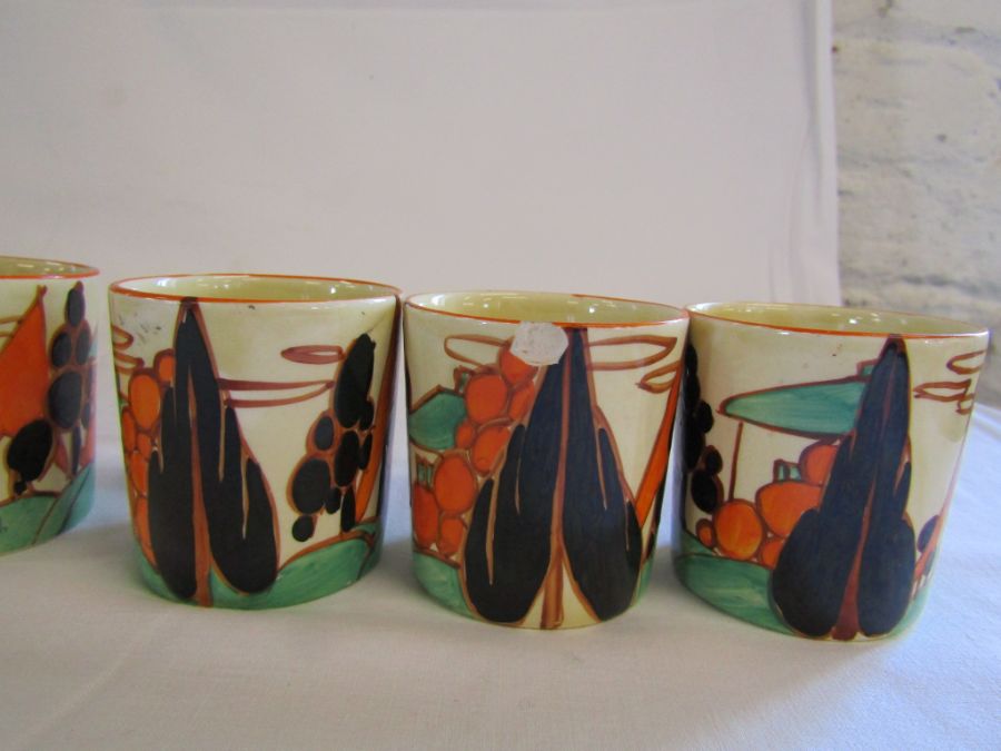 Clarice Cliff Fantasque - orange trees and house pattern - part coffee and tea set, to include a - Image 23 of 38