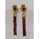 18ct gold earrings with rubies (stamped to butterfly and tested to confirm) total weight 4.3g