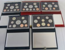 5 Royal Mint UK Proof coin collections with certificates 1986, 1995, 1996, 1997