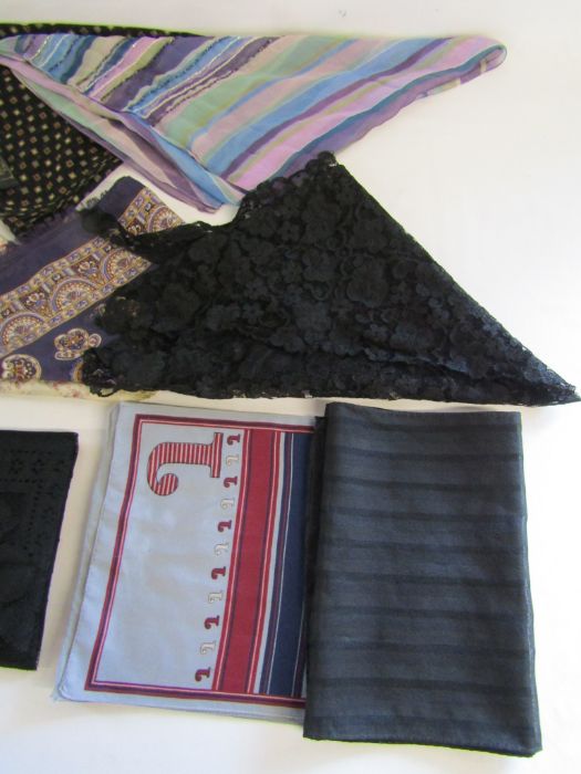 A collection of ladies long scarves to include mourning - Image 4 of 4