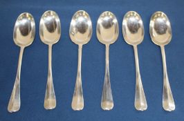 6 Victorian silver rat tail dessert spoons, George Maudsley Jackson, London 1895, total weight 9.