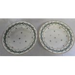 Pair of 18th century porcelain soup bowls bearing Sotheby's Country House Sale sticker, 25cm dia.