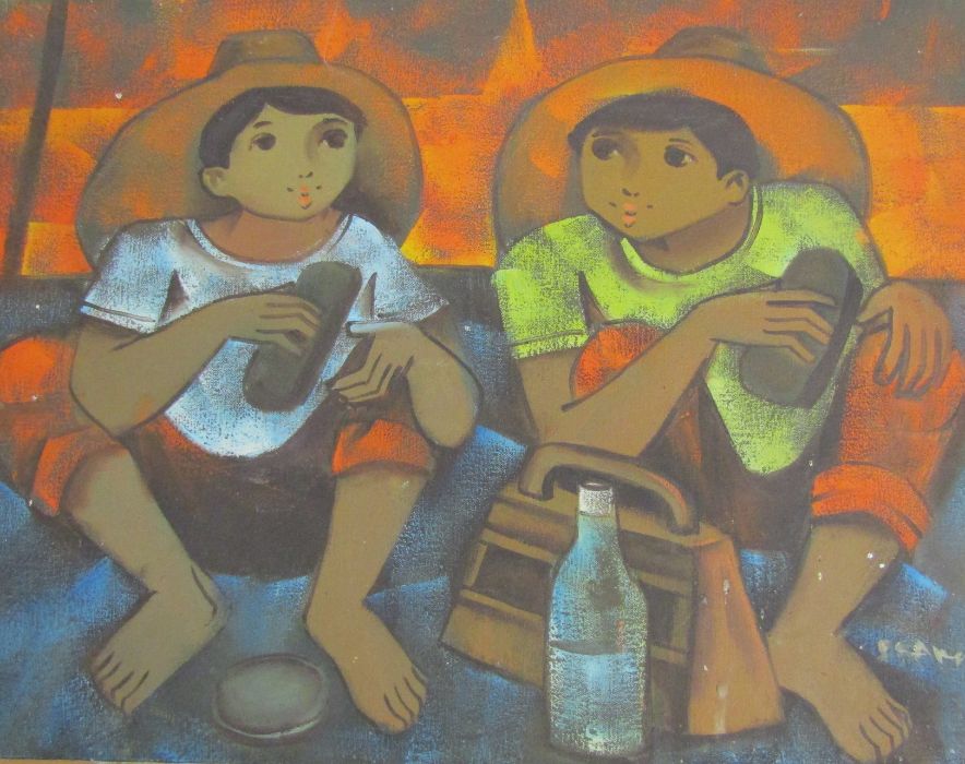 Collection of 7 mixed contemporary oils and prints and a wall art plaque - Image 2 of 8