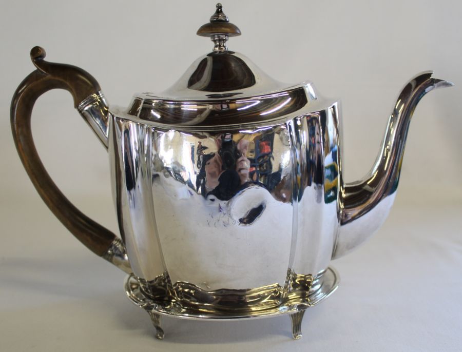 George III silver teapot & matching stand Peter & Anne Bateman London 1798 weight approximately 14.