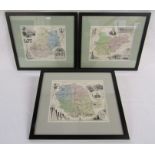 A set of 3 map prints 2 x Dyonnet and 1 Ales
