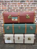 3 vintage steamer bentwood trunks