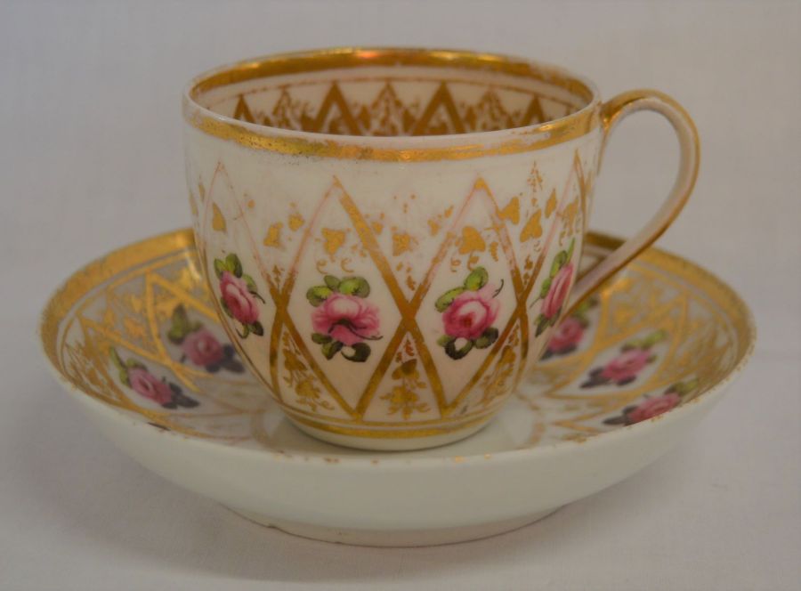 Late 18th century Crown Derby cup & saucer with gilding & rose decoration possibly by William - Image 2 of 4