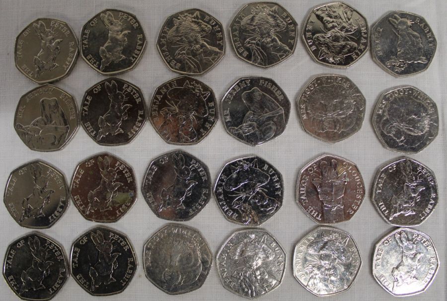 Quantity of Beatrix Potter 50 pence coins including 5 full "Celebrating Beatrix Potter & Her - Image 2 of 2