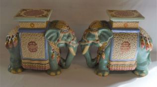 Pair of large Oriental ceramic elephant stands Ht 39cm
