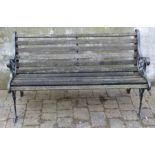 Garden bench with cast iron ends