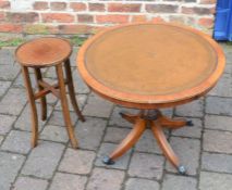 Reproduction Regency drum table & an Edwardian plant stand