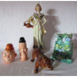 A collection of ceramics to include Beswick Laurel & Hardy salt and pepper shakers, a Sylvac style