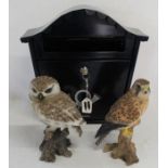 Brabantia wall mounted French style metal post box & 2 resin bird figures