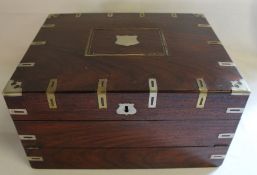 Victorian rosewood writing box 33cm wide, 27cm deep, 16.5cm high ( some decorative metal work
